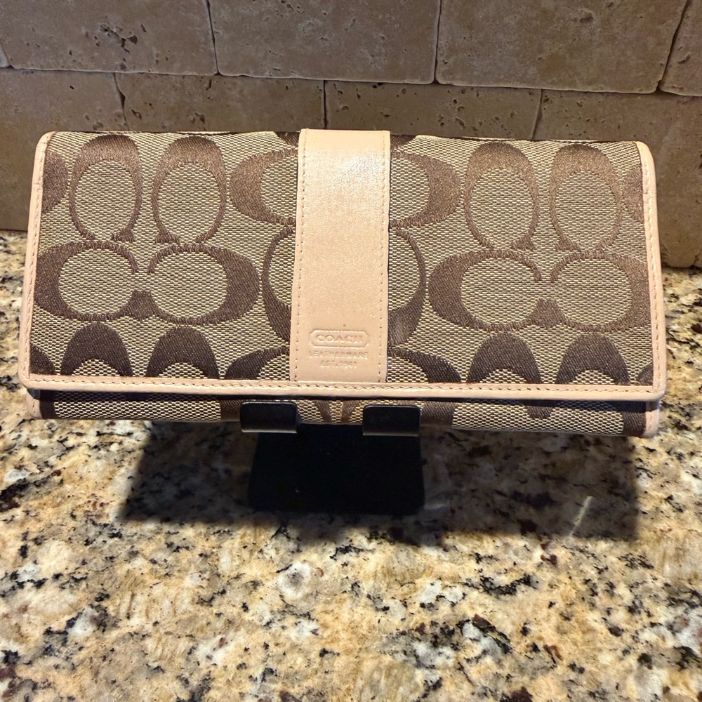 Coach Legacy Signature Wallet (Tan Canvas and Leather)